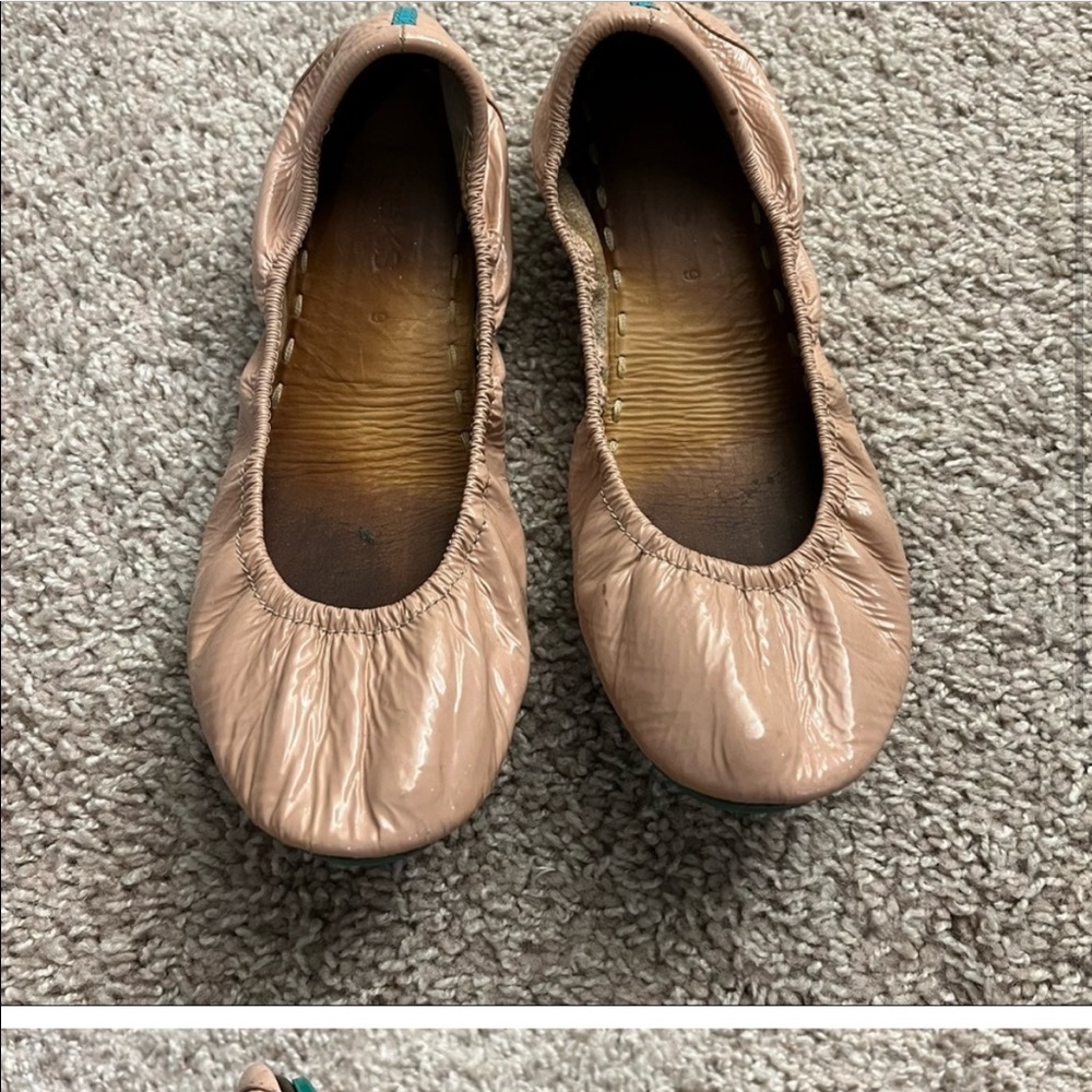 Tieks blush patent flats, size 9